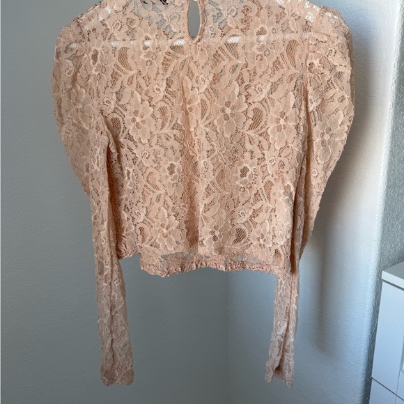ZARA Women’s Long Sleeve Lace Dress Top in Soft Pink, Size Small - Picture 2 of 3